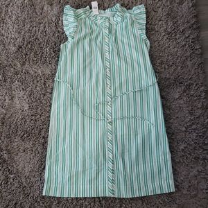 Loft Green and White striped dress size Small